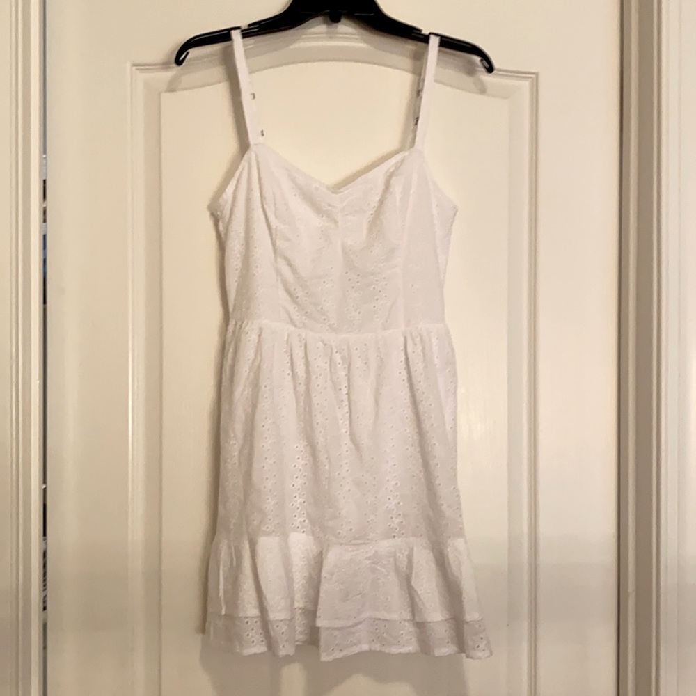 Hollister eyelet ruffle hem mini dress